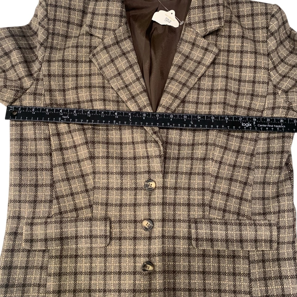 Altar'd State Plaid Blazer Jacket Brown‎ Tan Women's Medium New With Tags - Picture 8 of 10
